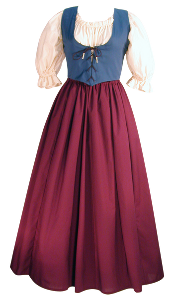 Maiden Bodice by White Pavilion Costumes, front view. This lace-up vest is perfect for medieval and renaissance costumes, as well as 18th-century living history reenactors. It's also useful for fantasy and fairytale looks as well as Steampunk, Goth and vampire styles.