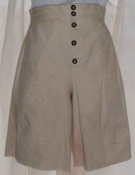 Pirate pants (slops) by White Pavilion Costumes, front view. These pants are ideal for pirate costumes, reenactors, and 18th century sailors.