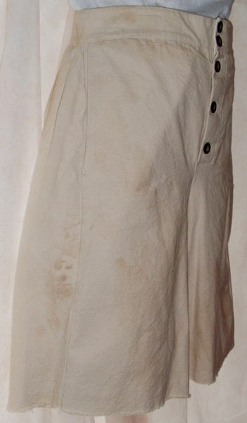 Pirate pants (slops) by White Pavilion Costumes, side view. These pants are ideal for pirate costumes, reenactors, and 18th century sailors.