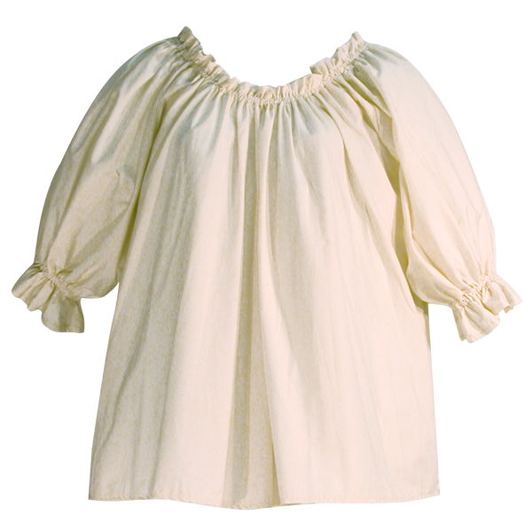 Muslin blouse by White Pavilion Costumes, front view. This blouse is ideal for medieval, renaissance, pirate, 17th and 18th century, Victorian, fantasy, fairytale and Steampunk costumes.