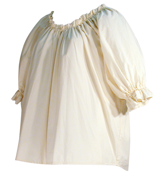 Muslin blouse by White Pavilion Costumes, side view. This blouse is ideal for medieval, renaissance, pirate, 17th and 18th century, Victorian, fantasy, fairytale and Steampunk costumes.