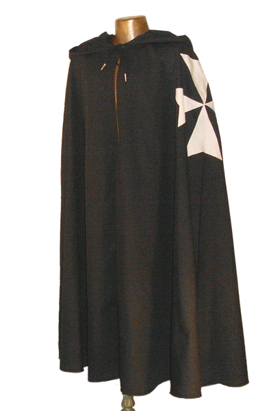 Hospitaler Cape by White Pavilion, front view. This is the ideal companion to our Hospitaler Tunic and essential for any Hospitaler Knight costume.