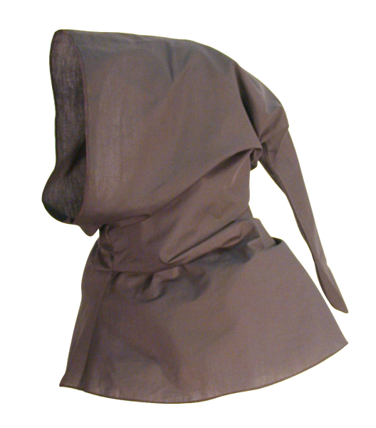 Ranger's Hood from White Pavilion Costumes, side view. This hood is perfect for medieval, fantasy, elf, grim reaper, executioner, Ringwraith or Nazgul, Christmas Past, vampire, Halloween and other costumes.