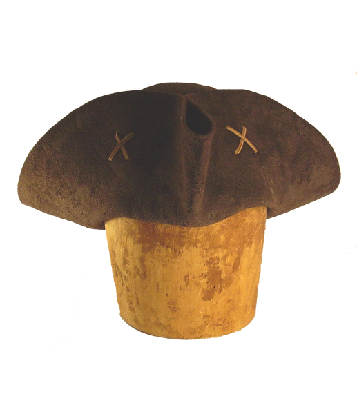 The Sparrow Tricorne by White Pavilion, front view. This is the ideal hat for Jack Sparrow fans.