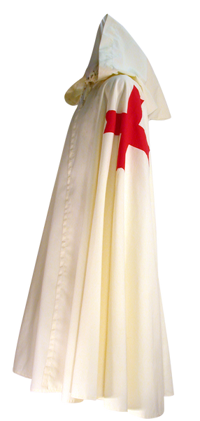 Templar Knight Cape by White Pavilion, side view. This is the perfect companion to our Templar Tunic, and essential to any Templar Knight costume.