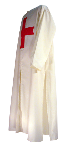 Medieval Templar Knight Tunic by White Pavilion, side view. This is the ideal companion to our Medieval Templar Knight Cape and essential for any Medieval Templar Knight costume.