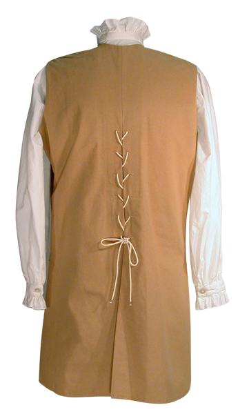 18th century waistcoat from White Pavilion, back view. This is ideal for pirates, colonials, 17th and 18th century costumes, and Revolutionary War and French and Indian War reenactors.
