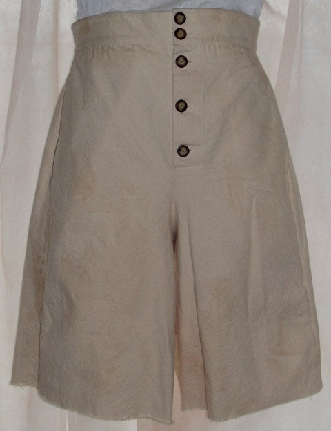 Pirate pants (slops) by White Pavilion Costumes, front view. These pants are ideal for pirate costumes, reenactors, and 18th century sailors.