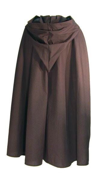 Children's Wanderer Cape from White Pavilion Costumes, back view. Ideal for medieval costumes, renaissance costumes, fantasy costumes, fairytale costumes, pirate costumes, Robin Hood costumes, hobbit costumes and Halloween costumes.
