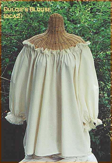 Muslin blouse with lace by White Pavilion Costumes, front view. This blouse is ideal for medieval, renaissance, pirate, 17th and 18th century, Victorian, fantasy, fairytale and Steampunk costumes. 
