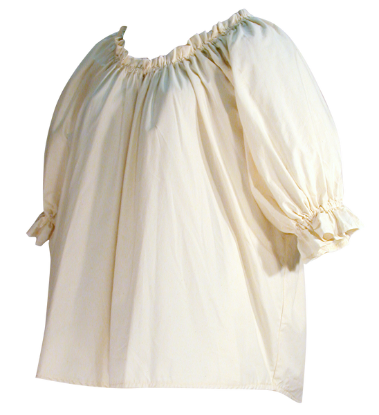 Muslin blouse by White Pavilion Costumes, side view. This blouse is ideal for medieval, renaissance, pirate, 17th and 18th century, Victorian, fantasy, fairytale and Steampunk costumes. 
