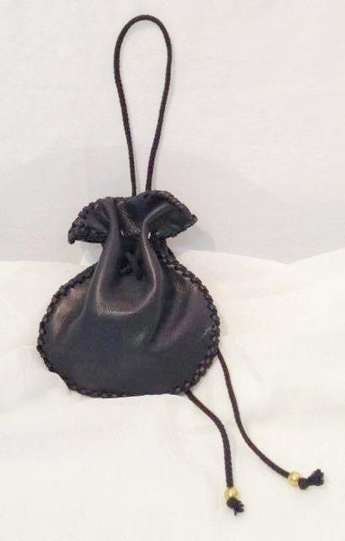 A drawstring pouch with handy belt loop, back view. The perfect accessory for living history, pirates, gamers, elves, magicians, medieval and renaissance reenactors.
