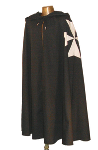 Hospitaler Cape by White Pavilion, front view. This is the ideal companion to our Hospitaler Tunic and essential for any Hospitaler Knight costume.
