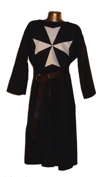 Medieval Hospitaler Knight Tunic by White Pavilion, front view. This is the ideal companion to our Medieval Hospitaler Knight Cape and essential for any Medieval Hospitaler Knight costume.