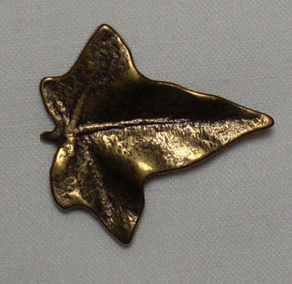Leaf button, metal, with shank, bronze-tone