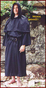 Monk's Robe by White Pavilion, front view. This robe is a traditionally styled monk's habit, and ideal for medieval costume or renaissance costume.