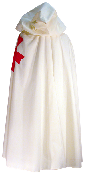 Templar Knight Cape by White Pavilion, back view. This is the perfect companion to our Templar Tunic, and essential to any Templar Knight costume.