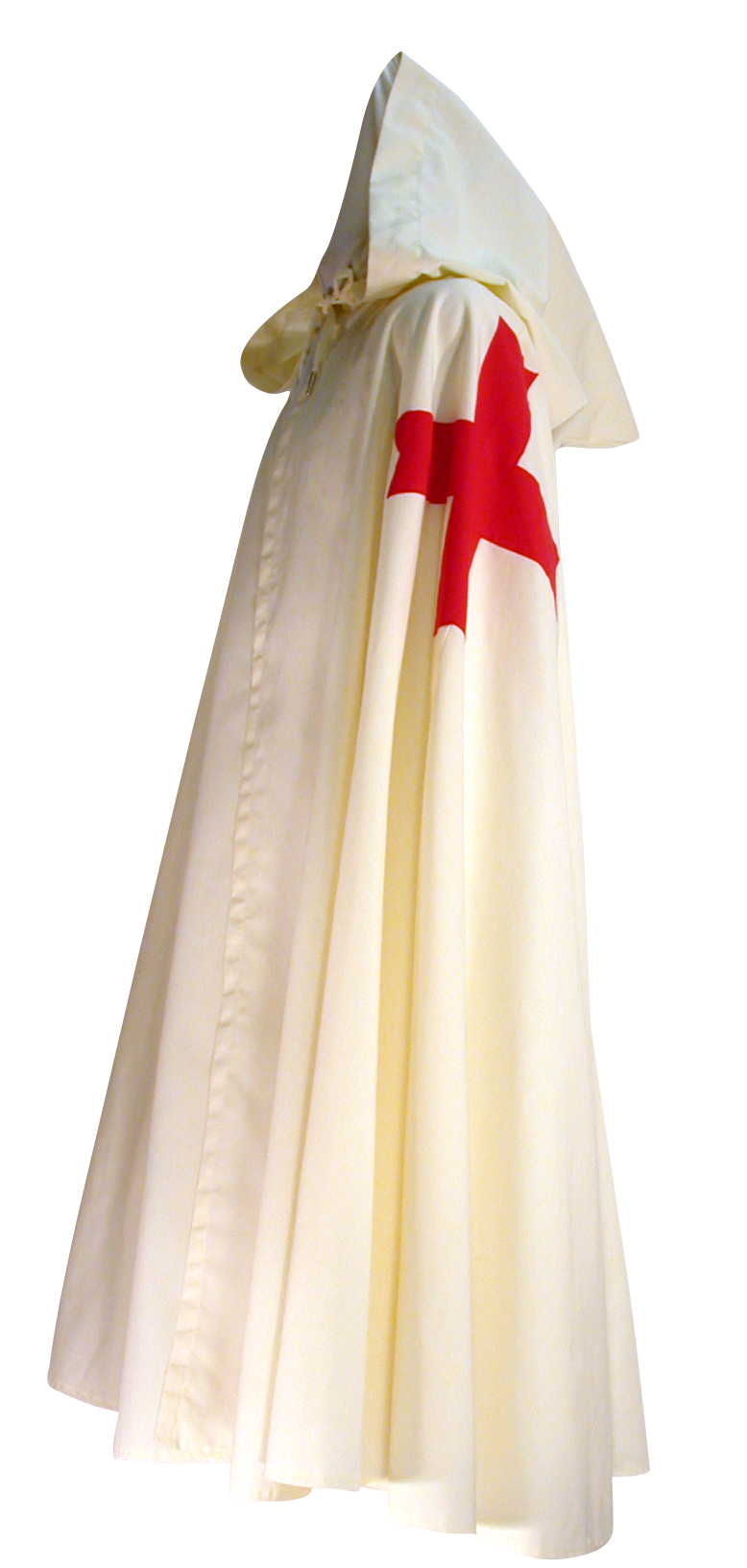 Templar Knight Cape by White Pavilion, side view. This is the perfect companion to our Templar Tunic, and essential to any Templar Knight costume.