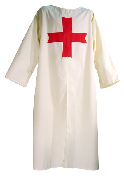 Medieval Templar Knight Tunic by White Pavilion, front view. This is the ideal companion to our Medieval Templar Knight Cape and essential for any Medieval Templar Knight costume.